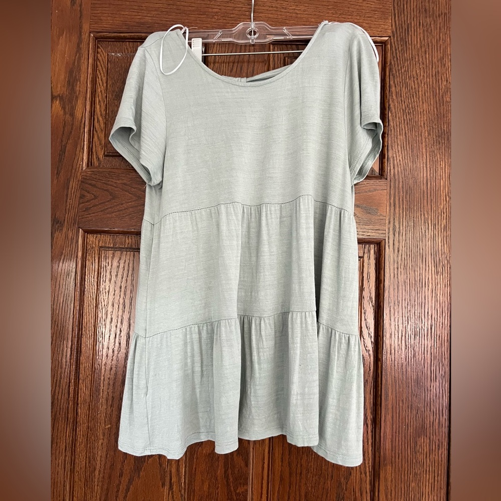 Light teal babydoll shirt with bow